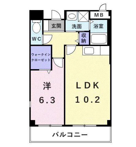 メルベーユフジワラII(1LDK/2階)の間取り写真