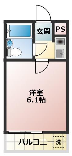 ジュネパレス船橋第10(1K/2階)の間取り写真