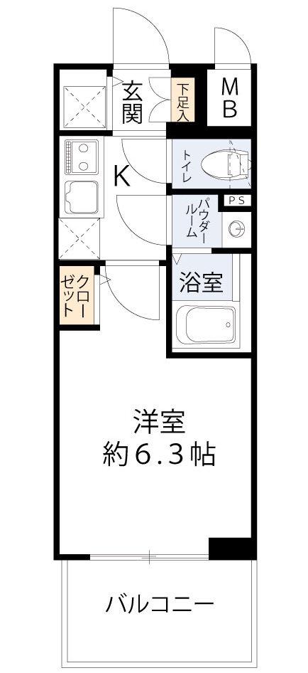 エスリード ザ・グレア大阪(1K/11階)の間取り写真