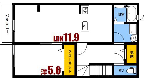 テラス青崎(1LDK/2階)の間取り写真