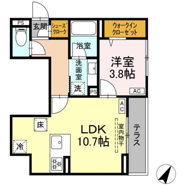 アリアリュクス(1LDK/2階)の間取り写真