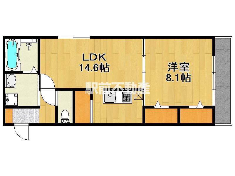 ブラン新宮中央(1LDK/2階)の間取り写真