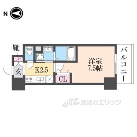 レリーフ南塚口(1K/3階)の間取り写真