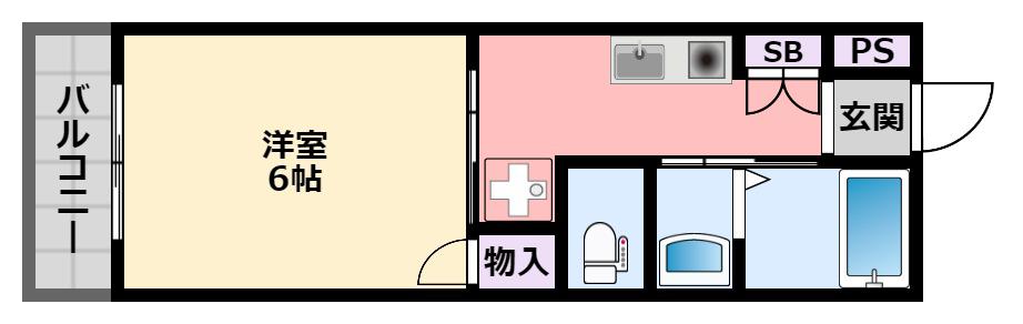 エアリーI(1K/1階)の間取り写真