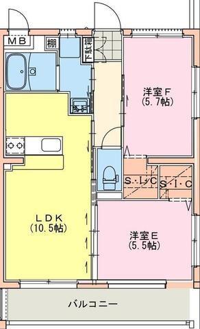 シャルテハイムV(2LDK/3階)の間取り写真