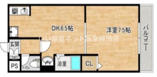 アニマート姫島(1DK/2階)の間取り写真