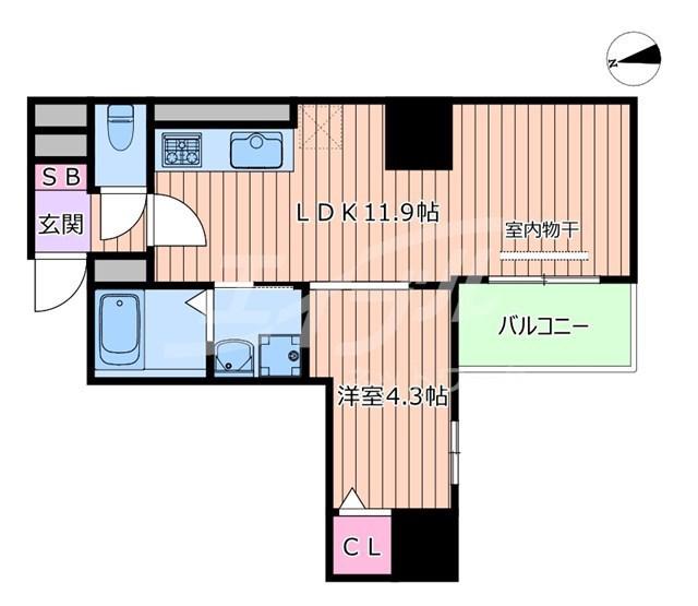 GRANPINO内淡路(1LDK/6階)の間取り写真