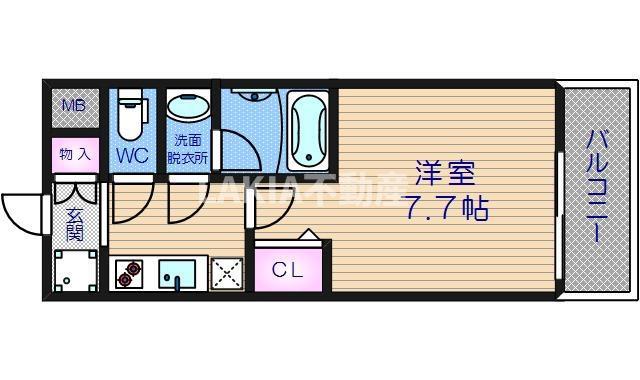 インプルーブ四天王寺(1K/4階)の間取り写真