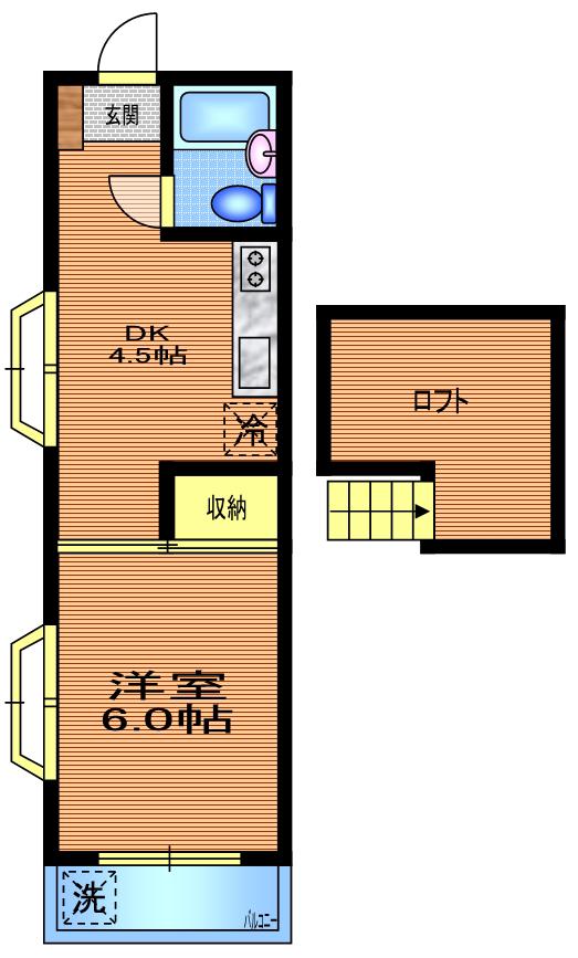 雅17ワイズ(1DK/2階)の間取り写真