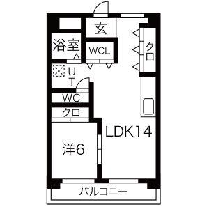 コトブキ第1ビル(1LDK/3階)の間取り写真