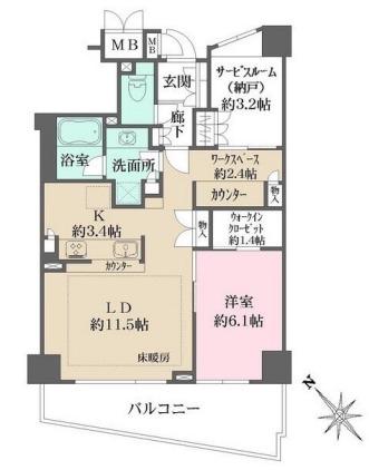 パークハウス アバンシス(2LDK/10階)の間取り写真