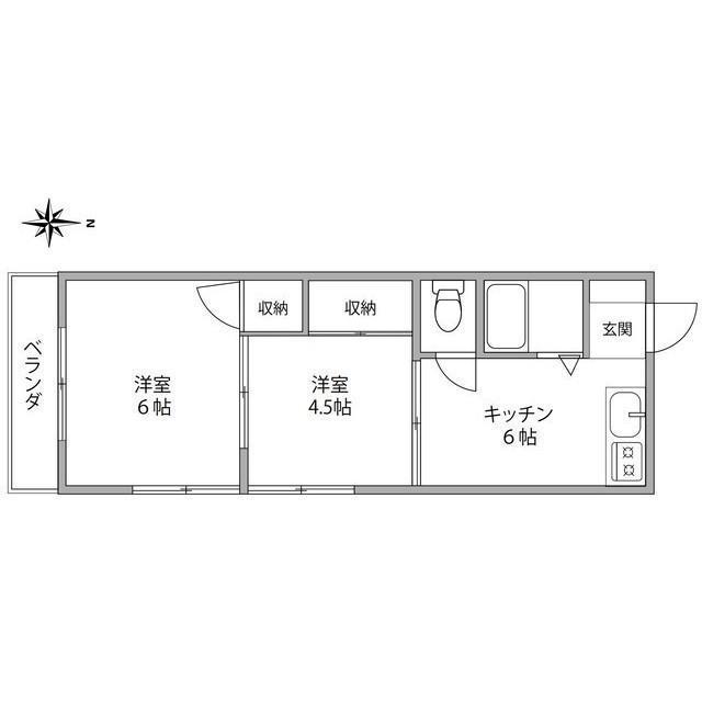 前原ハイム(2K/1階)の間取り写真