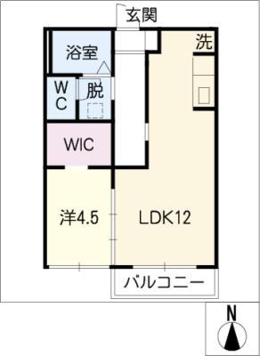 フレグランス神戸A棟(1LDK/2階)の間取り写真