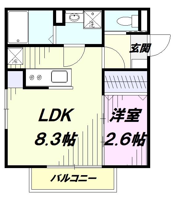 シエル狭山ヶ丘(1LDK/1階)の間取り写真