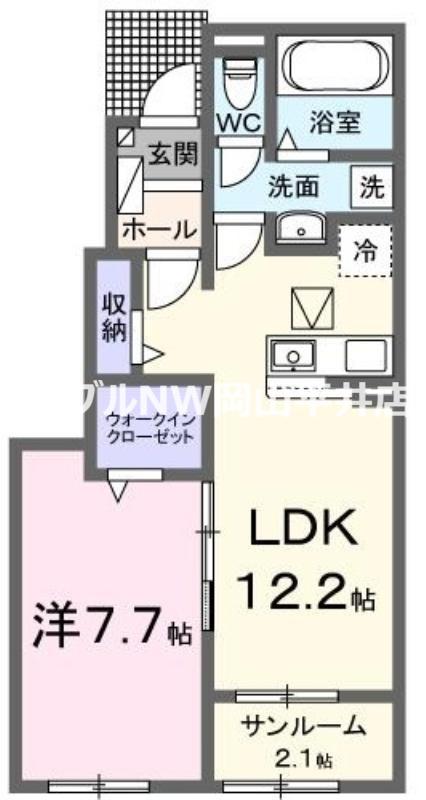 フェリスガーデン(1LDK/1階)の間取り写真