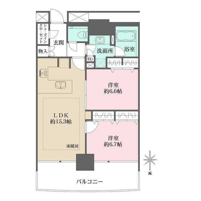 M.M.TOWERS FORESIS L(2LDK/3階)の間取り写真