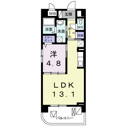 ヴァンク一ル(1LDK/6階)の間取り写真