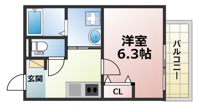 カーサグラシア(1K/3階)の間取り写真