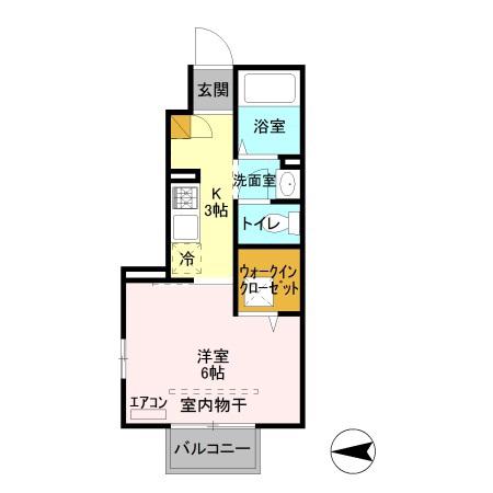 CASA芝塚MT(1K/1階)の間取り写真