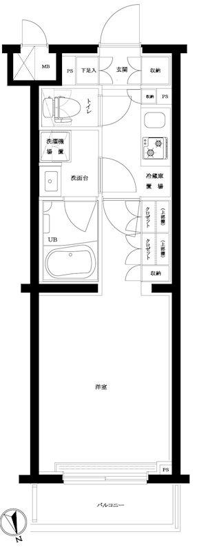 ルーブル武蔵中原参番館(1K/4階)の間取り写真