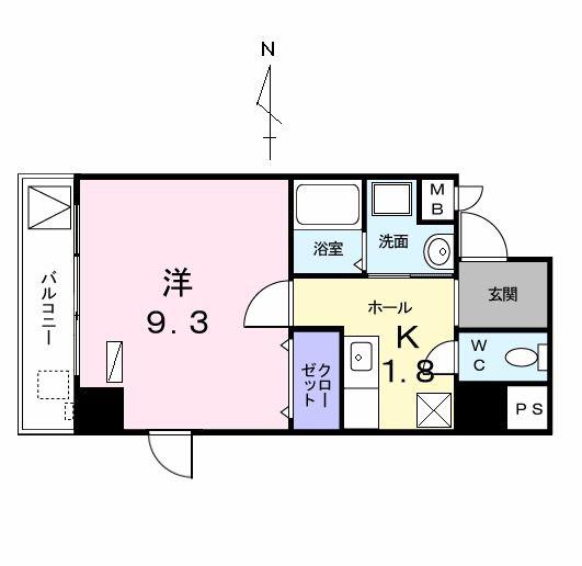 ベルアンジュ(1K/8階)の間取り写真