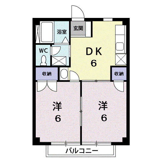プラムハイツA(2DK/1階)の間取り写真