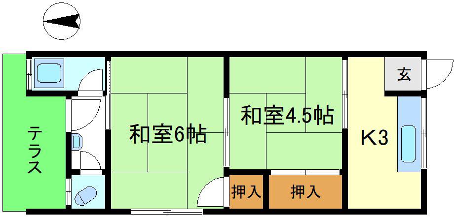 光風荘(2K/1階)の間取り写真