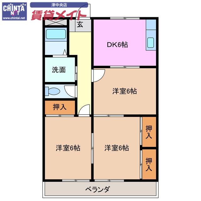 第一西浜ハイツ(3DK/2階)の間取り写真