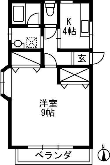 クローバーハウス A(1K/1階)の間取り写真