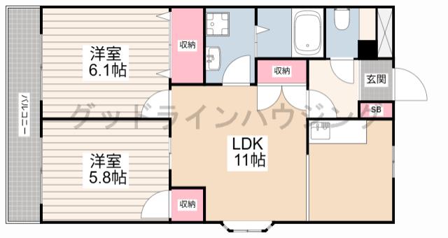 パークサイド(2LDK/2階)の間取り写真