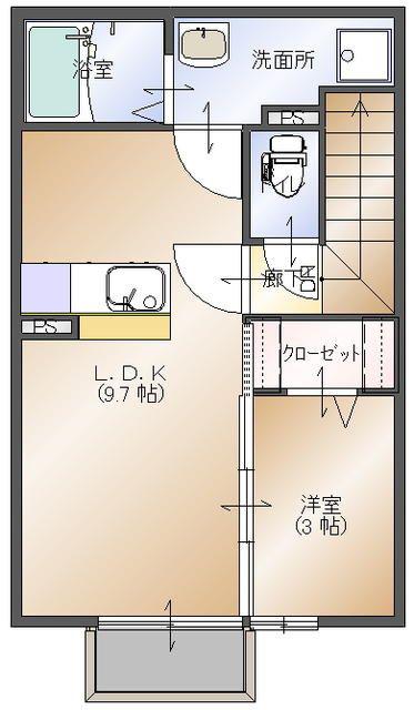 アクシィブII(1LDK/2階)の間取り写真