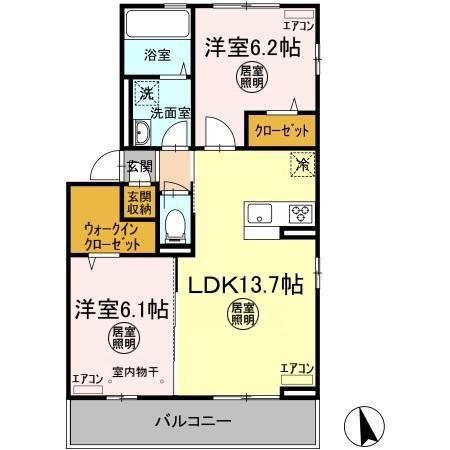 フォルトゥナ(2LDK/3階)の間取り写真