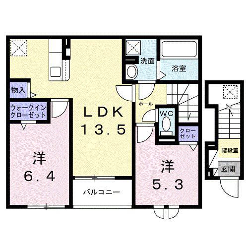 朱雀3丁目アパート(2LDK/2階)の間取り写真
