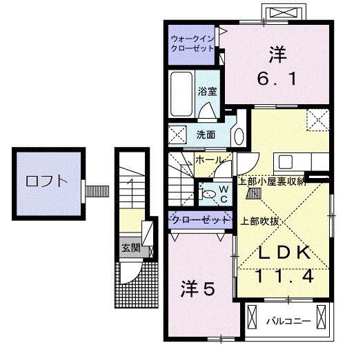 レジデンス西富士宮(2LDK/2階)の間取り写真