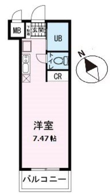 第3のぼりマンション(1K/1階)の間取り写真