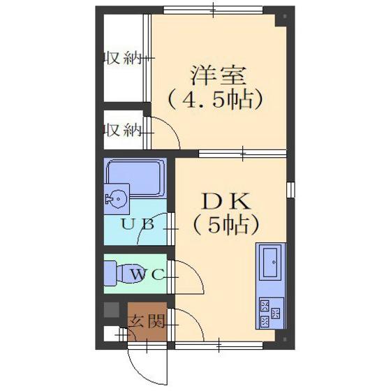 ハイツたかし(1DK/2階)の間取り写真