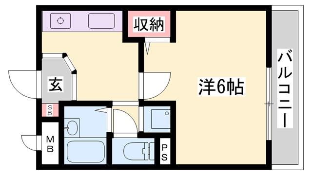 ハビテーション今宿(1K/2階)の間取り写真