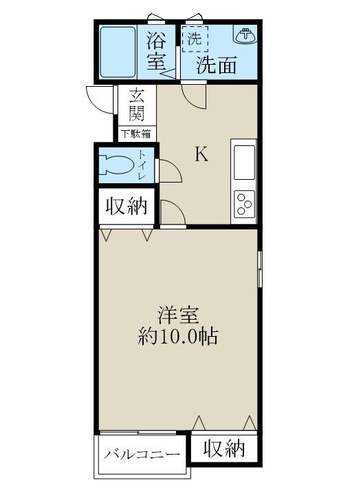 ハレクラニI(1K/2階)の間取り写真