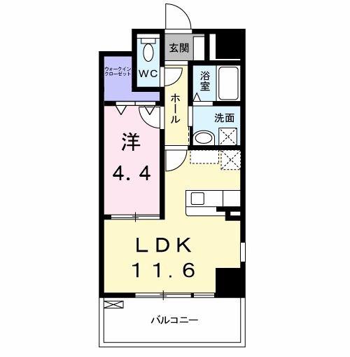 エスポワール豊(1LDK/4階)の間取り写真