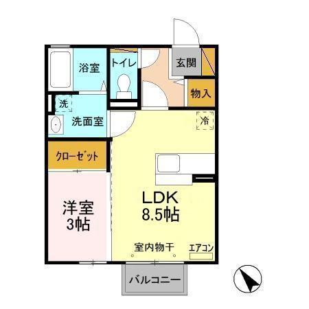サングリエB(1LDK/2階)の間取り写真