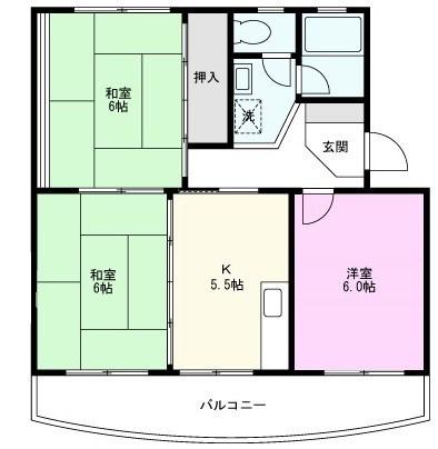 サンライトマンション(3K/2階)の間取り写真