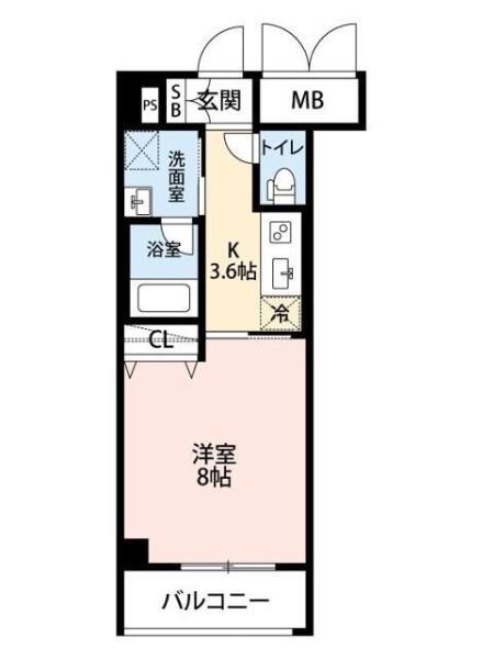 モーヴ粕壁東(1K/4階)の間取り写真