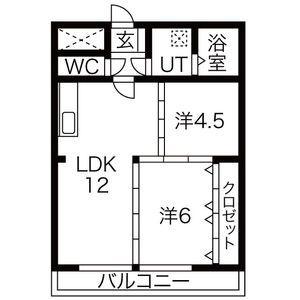 スカイマンション(2LDK/2階)の間取り写真