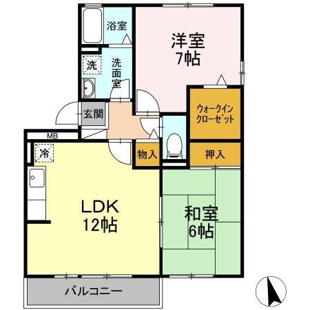 セジュール安井A(2LDK/3階)の間取り写真