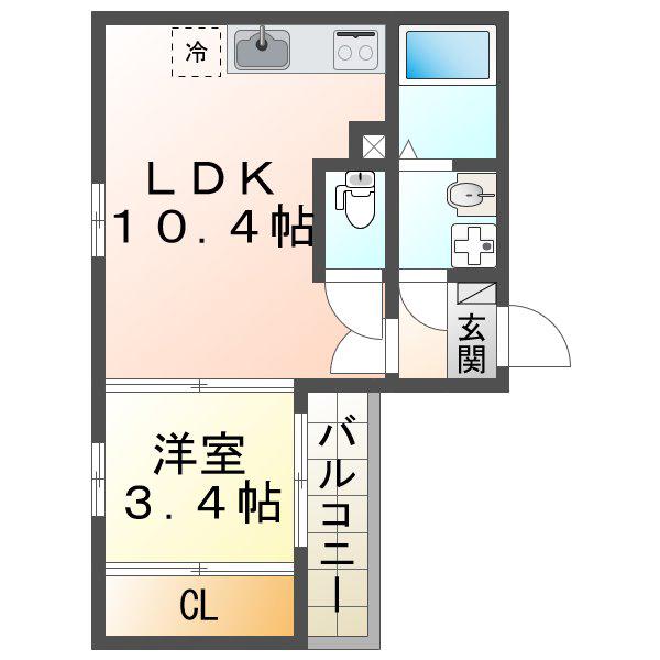 HARMONIE HARUHONEY(1LDK/1階)の間取り写真