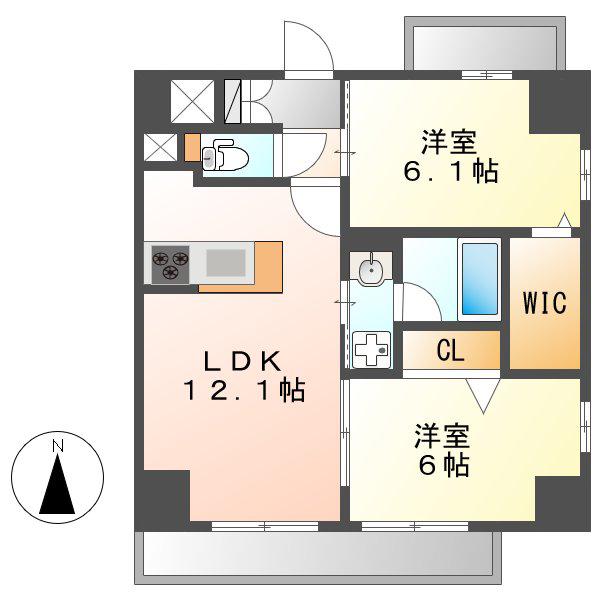 エスペランサ泉(2LDK/6階)の間取り写真