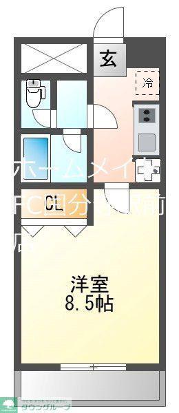 プレステージ立川(1K/7階)の間取り写真