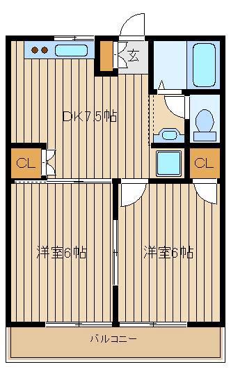 内堀マンション・1(2DK/3階)の間取り写真