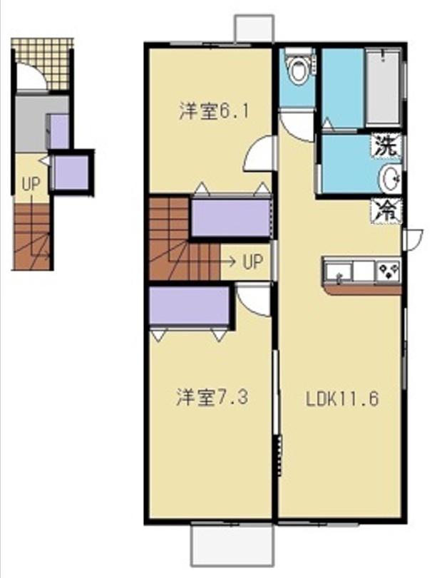 GRACECORT・K(2LDK/2階)の間取り写真