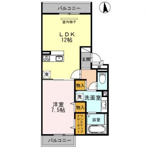 アゴーラ針中野(1LDK/1階)の間取り写真